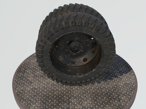 Double wheel black old Modello 3D