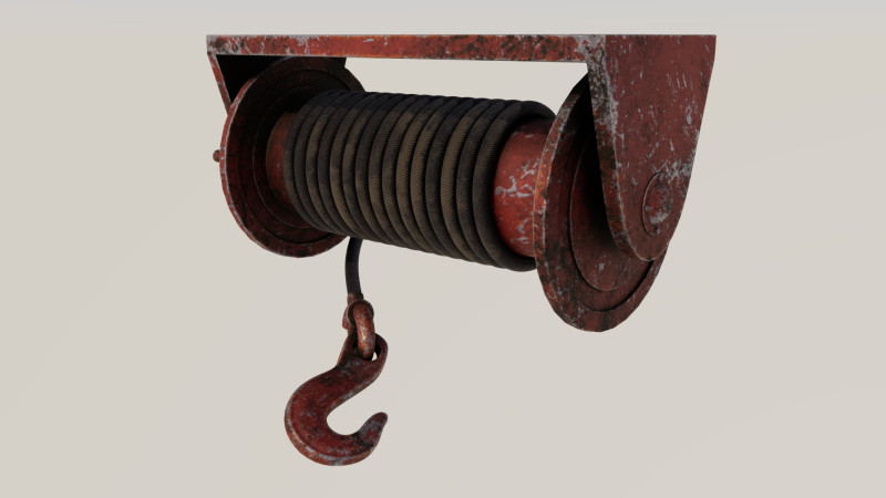 Hook and cable red old 3D मॉडल .c4d .max .obj .3ds .fbx .stl .blend