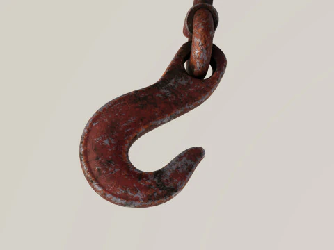 Kait dan kabel berwarna merah tua Model 3D