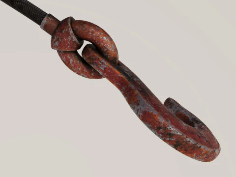 Kait dan kabel berwarna merah tua Model 3D