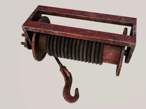 Kait dan kabel berwarna merah tua Model 3D