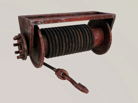 Kait dan kabel berwarna merah tua Model 3D