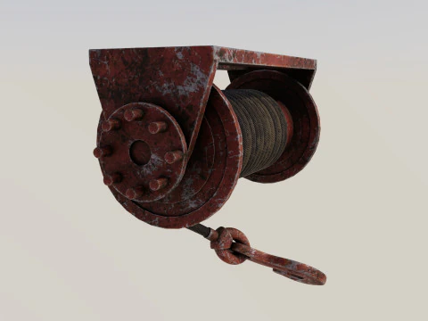 Kait dan kabel berwarna merah tua Model 3D