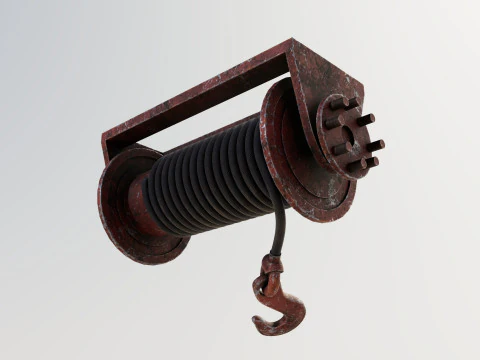 Kait dan kabel berwarna merah tua Model 3D