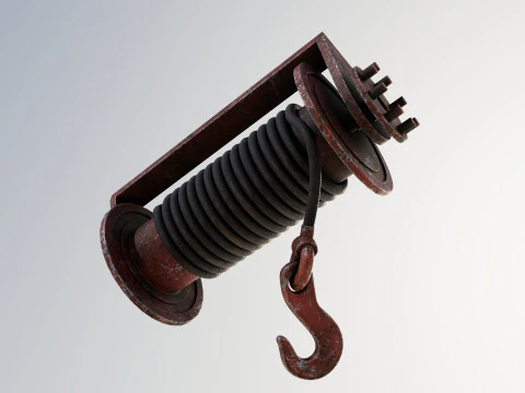 Kait dan kabel berwarna merah tua Model 3D