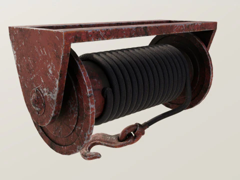 Kait dan kabel berwarna merah tua Model 3D