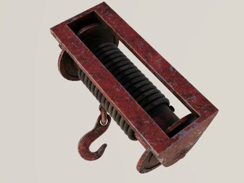 Kait dan kabel berwarna merah tua Model 3D