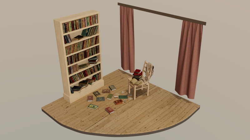 Bookshelf 3D 模型 .c4d .max .obj .3ds .fbx .stl .blend