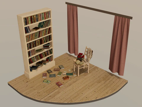 Rak buku Model 3D