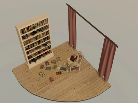 Bookshelf 3D Model