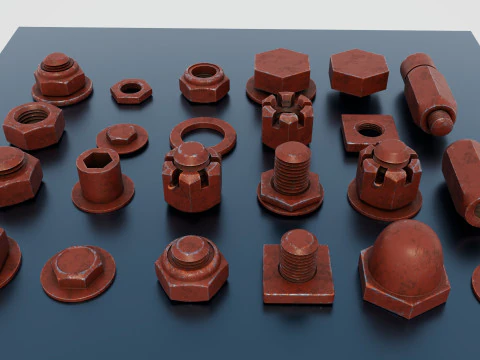 Conex&otilde;es roscadas vermelhas Modelo 3D