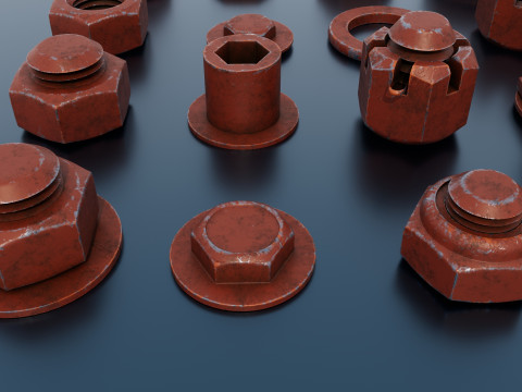 Threaded connections red Model 3D