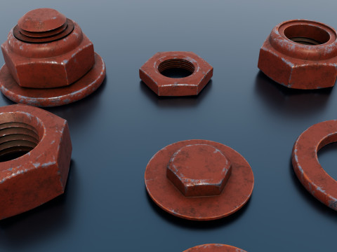 Threaded connections red Model 3D