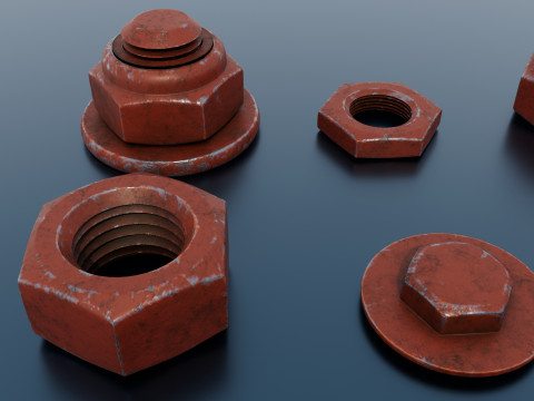 Threaded connections red Model 3D