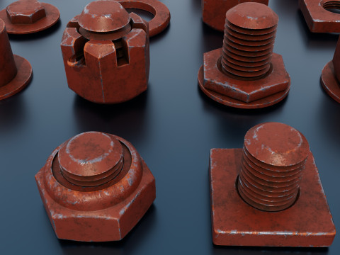 Threaded connections red Model 3D
