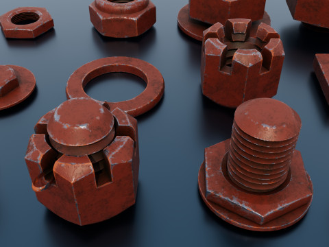 Threaded connections red Model 3D
