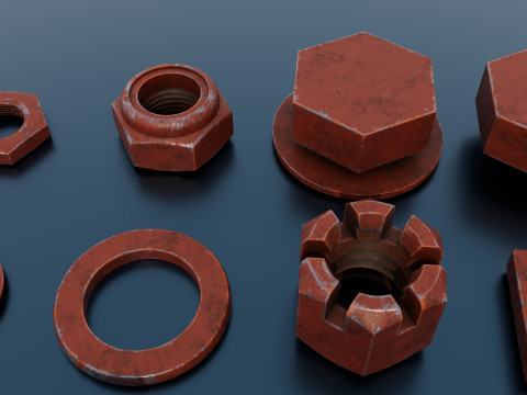 Threaded connections red Model 3D