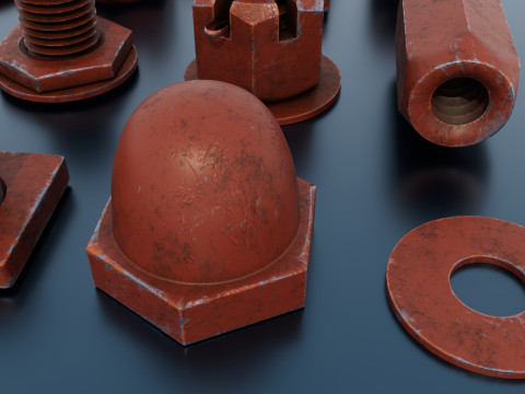 Threaded connections red Model 3D