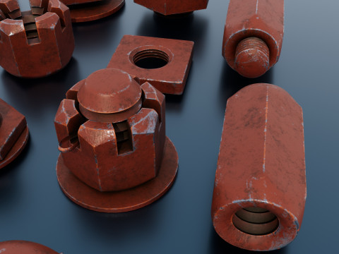 Threaded connections red Model 3D