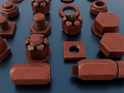 Threaded connections red Model 3D