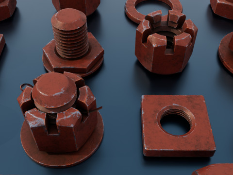 Threaded connections red Model 3D