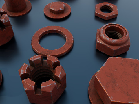 Threaded connections red Model 3D