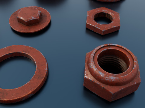 Threaded connections red Model 3D