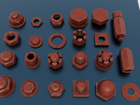 Threaded connections red Model 3D