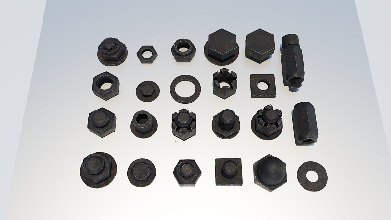 Connessioni filettate nere antiche Modello 3D .c4d .max .obj .3ds .fbx .stl .blend 