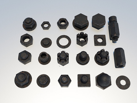 Gewindeanschlüsse schwarz alt 3D Modell