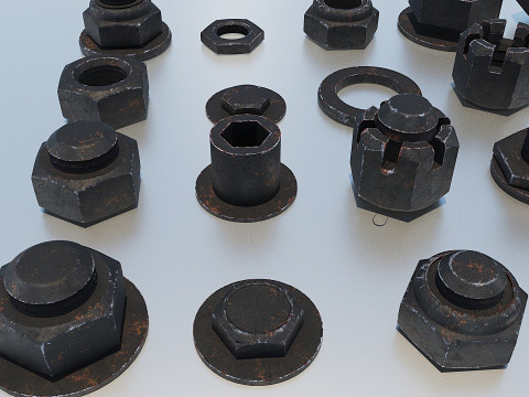 Connessioni filettate nere antiche Modello 3D