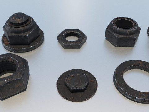 Connessioni filettate nere antiche Modello 3D