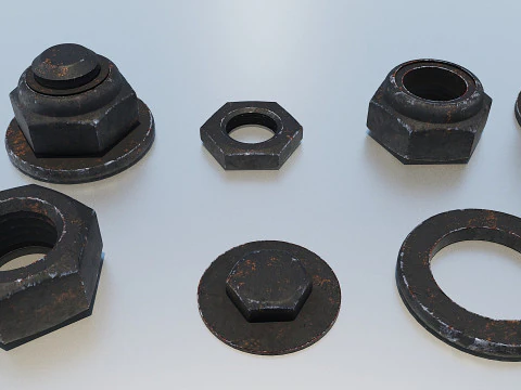 Threaded connections black old 3D Model