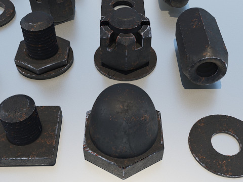 Connessioni filettate nere antiche Modello 3D