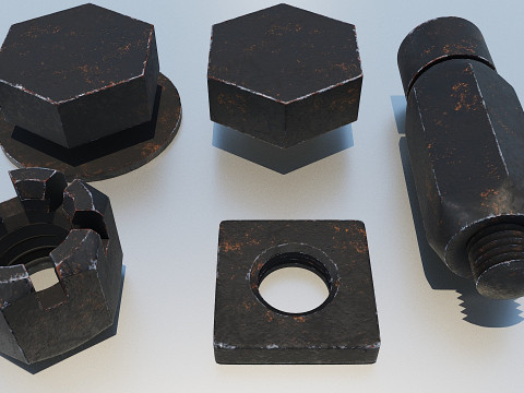 Connessioni filettate nere antiche Modello 3D