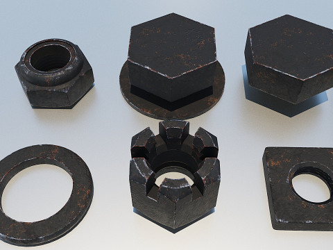 Connessioni filettate nere antiche Modello 3D