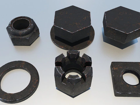 Threaded connections black old 3D Model