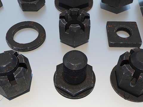 Connessioni filettate nere antiche Modello 3D