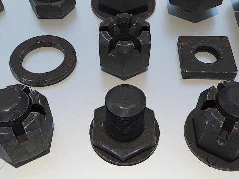 Threaded connections black old 3D Model