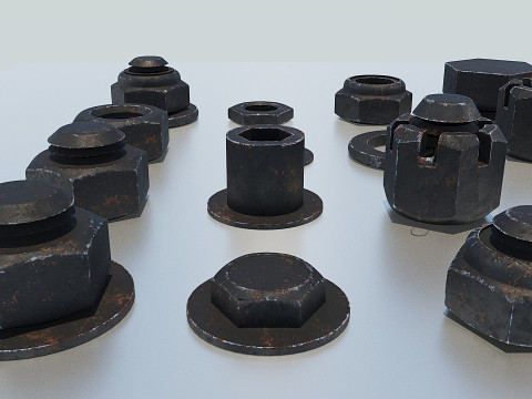 Connessioni filettate nere antiche Modello 3D