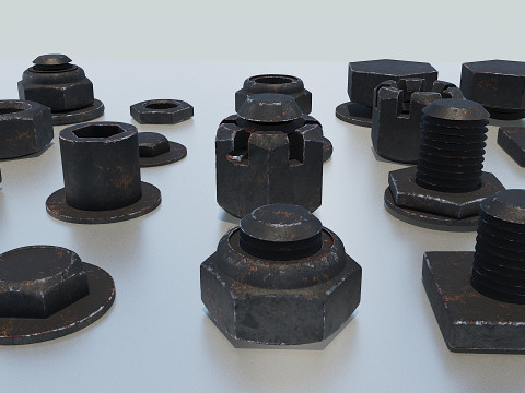 Connessioni filettate nere antiche Modello 3D