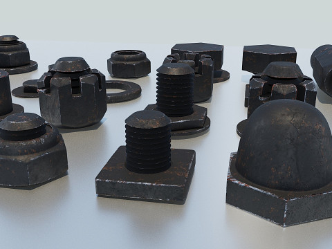 Connessioni filettate nere antiche Modello 3D