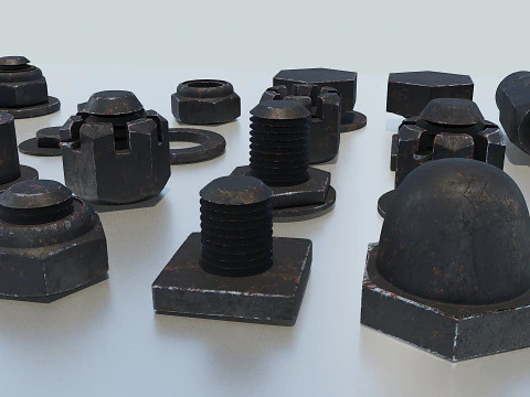 Threaded connections black old 3D Model