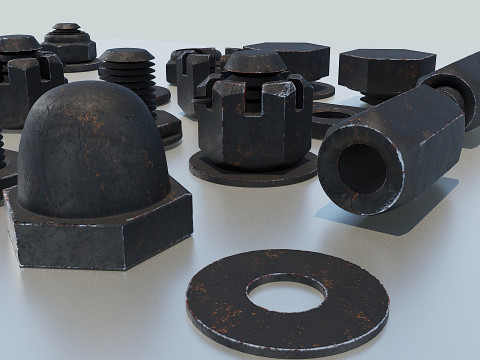 Connessioni filettate nere antiche Modello 3D