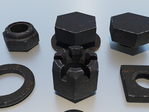 Connessioni filettate nere antiche Modello 3D