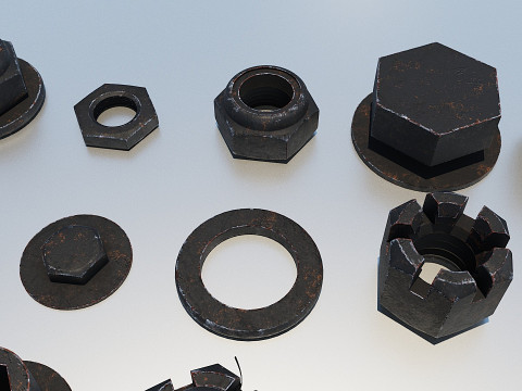 Connessioni filettate nere antiche Modello 3D