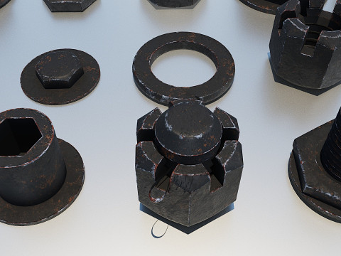 Connessioni filettate nere antiche Modello 3D