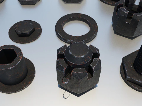 Threaded connections black old 3D Model