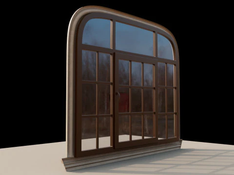 Window oval brown 3D Model