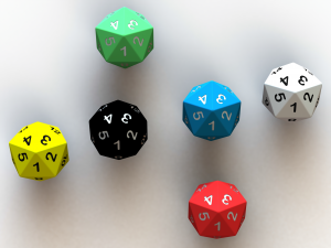 20 Sided Game Dice 6 Colors 3D-Druckmodell